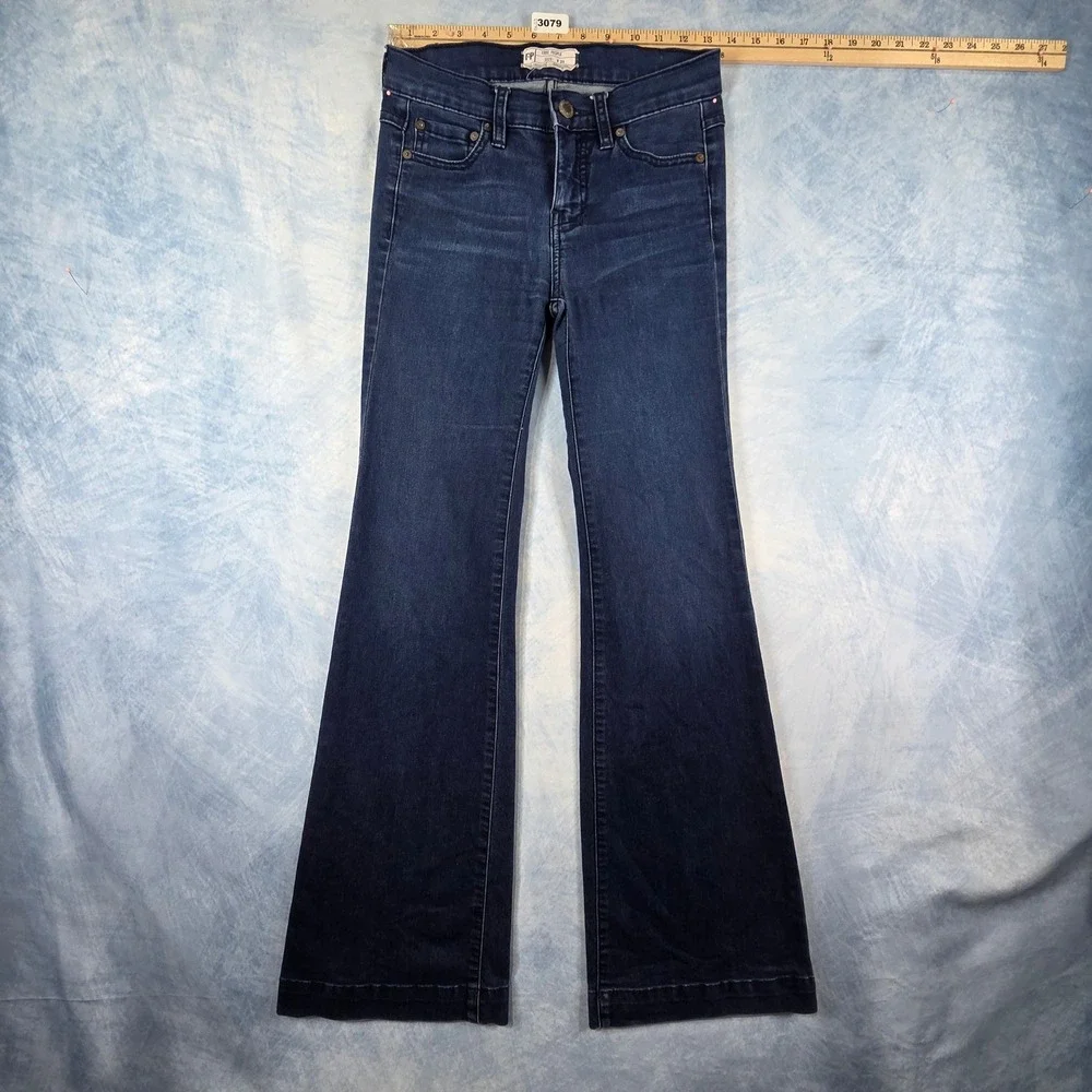 Free People Flare Jeans Dark Wash Indigo Denim Women Size 25 6185-16515125